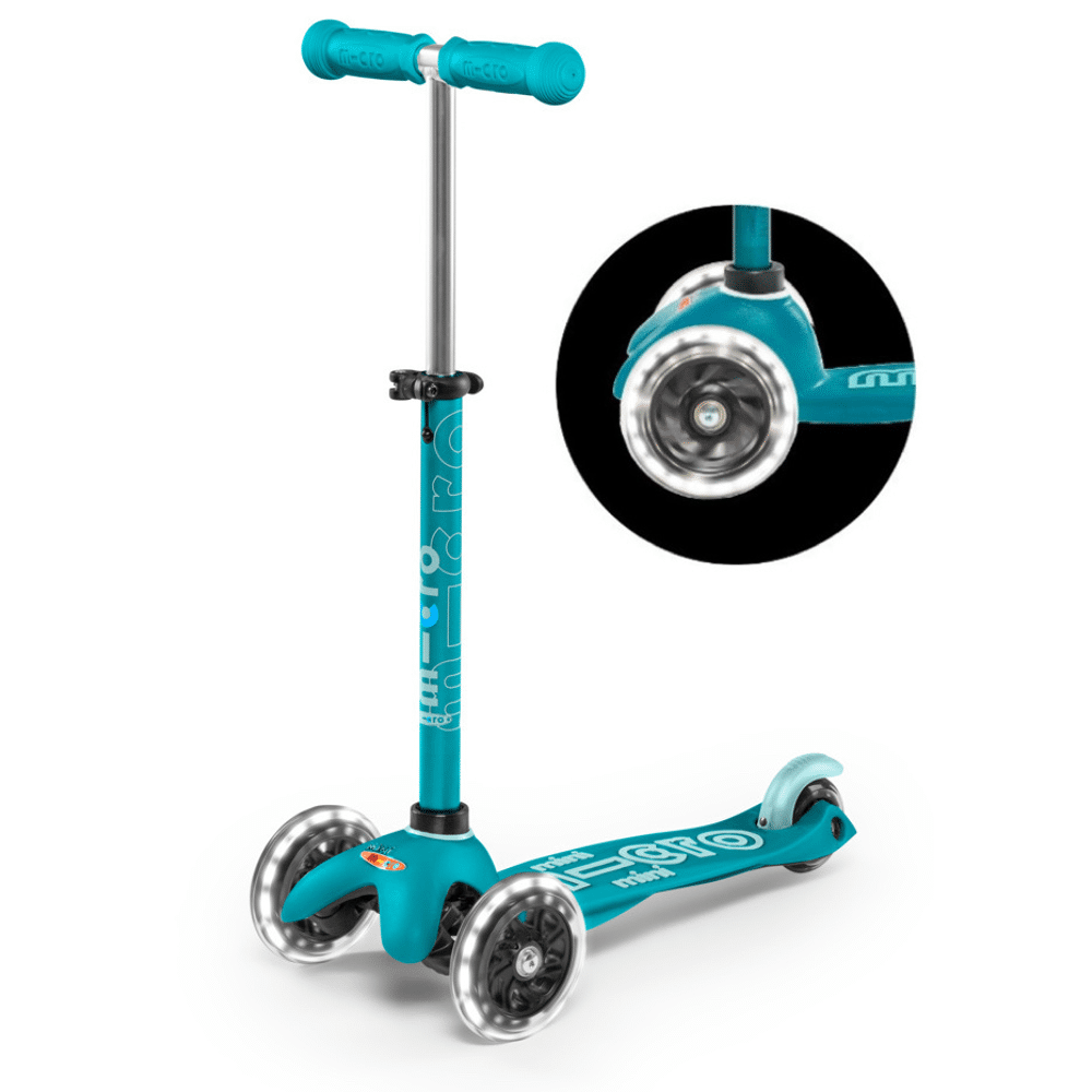 Mini Micro scooter Deluxe LED Aqua